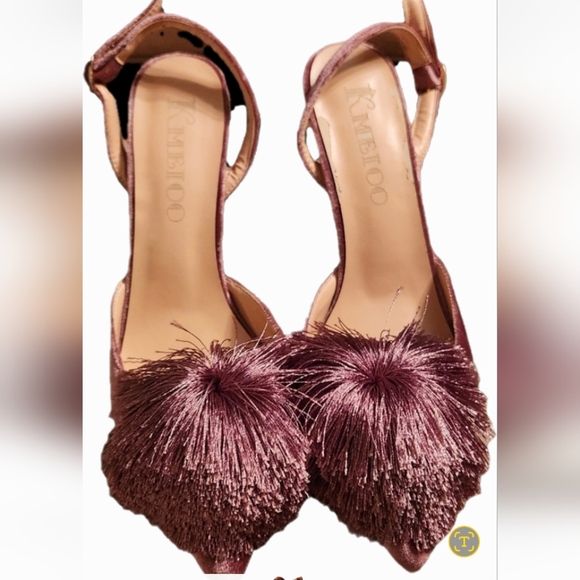 Kmeioo beautiful pumps Puff pompon Hight heel pointed toe size 7 - Picture 1 of 15